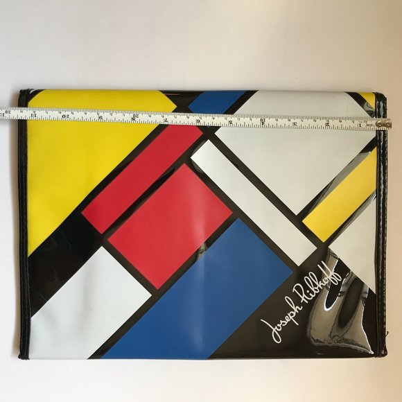 VTG 90's Joseph Ribkoff Clutch Colour Block Black Patent Leather Y2K Style - Picture 8 of 9